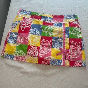 Lilly Pulitzer Rollin' Turtle Colorblock Chino Skort Size 6 HTF Print Women's